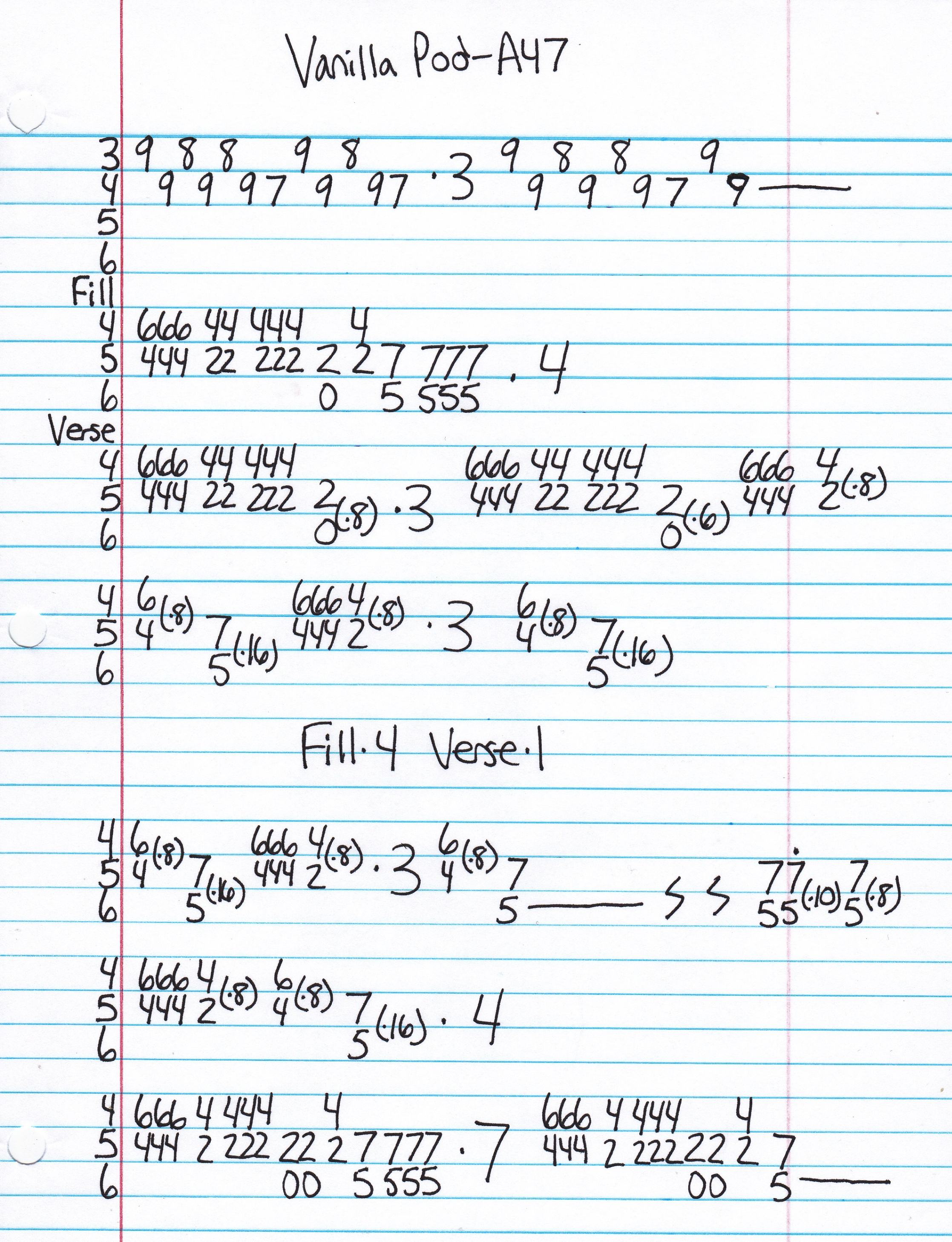 High quality guitar tab for A47 by Vanilla Pod off of the album Seeing Out The Sunrise. ***Complete and accurate guitar tab!***
